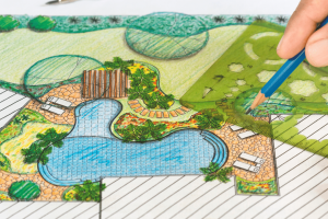 colored landscape drawing design in Des Moines Iowa